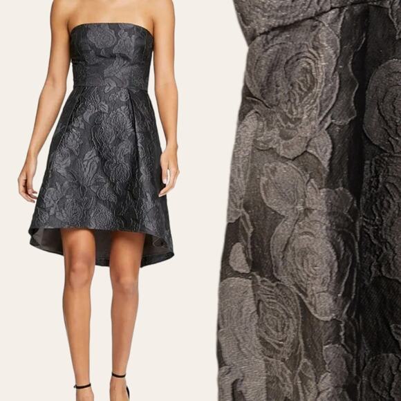 Halston Heritage Strapless Dress in Black Floral - Picture 8 of 9